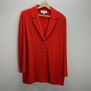 St. John Collection By Marie Gray Knit Blazer Red Gold Santana Knit Womens 12